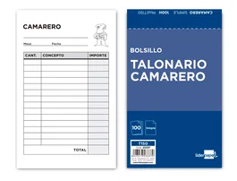 Liderpapel Talonario Camarero Bolsillo Original T150