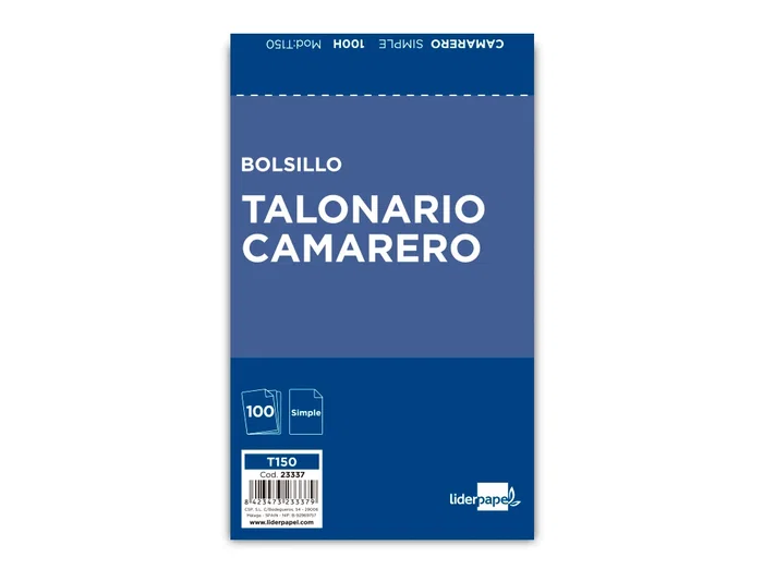 Liderpapel Talonario Camarero T150 Bolsillo Original 85x135mm