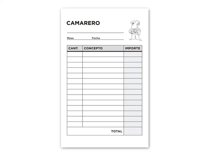 Liderpapel Talonario Camarero Bolsillo Original T150