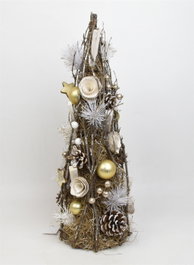 DKD Home Decor Árbol de Piñas Natural Dorado