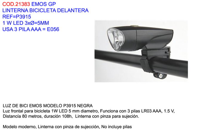 EMOS FINSTOCK GP P3915 Linterna para Bicicleta LED