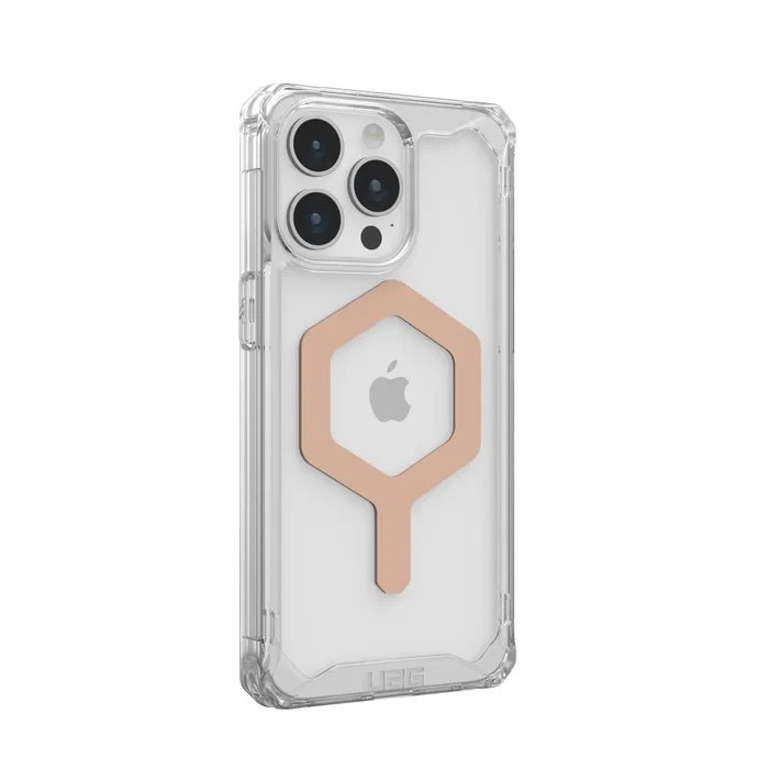 Urban Armor Gear Case Plyo MagSafe para Apple iPhone 15 Pro Max (6.7") - Funda Transparente Ice/Rose Gold, Resistente a Impactos y Caídas