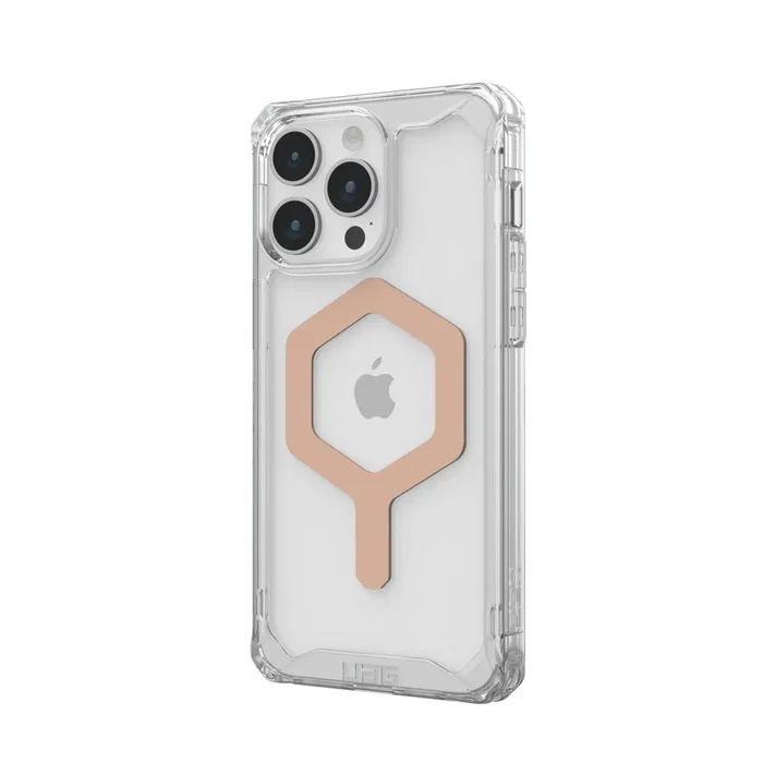 Urban Armor Gear Case Plyo MagSafe para Apple iPhone 15 Pro Max (6.7") - Funda Transparente Ice/Rose Gold, Resistente a Impactos y Caídas