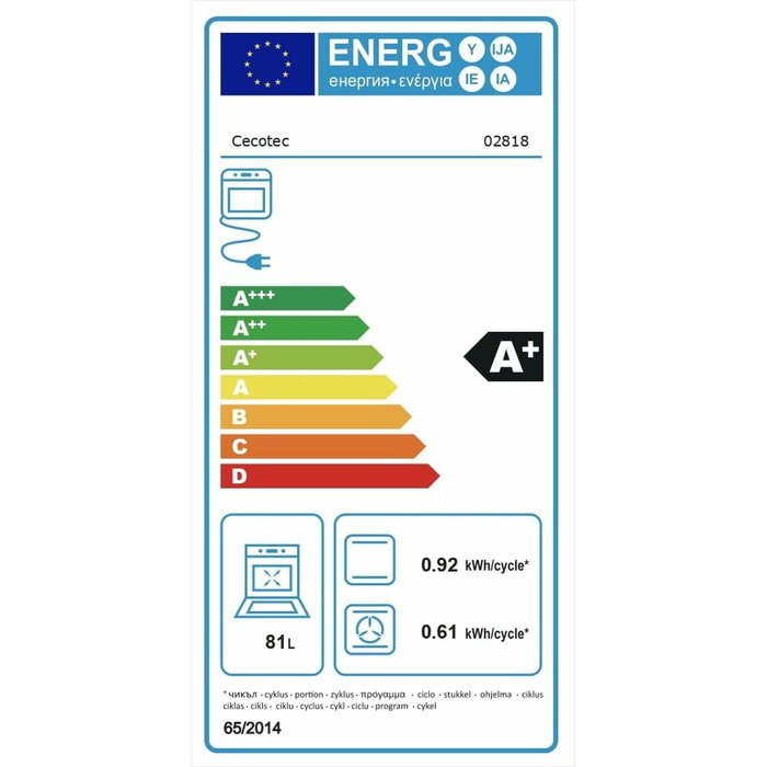 Cecotec Bolero Hexa P506000 Edge A+ Horno Integrable de 81L Cecotec Bolero Hexa P506000 Edge A+ Horno Integrable de 81L