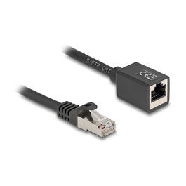 DeLOCK Cable de Extensión de Red RJ45 Cat6a S/FTP 0,5 m Negro