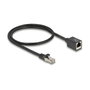 DeLOCK Cable de Extensión de Red RJ45 Cat6a S/FTP 0,5 m Negro