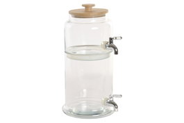 DKD Home Decor Set de 2 Dispensadores de Bebidas de Cristal y Bambú 3L