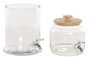DKD Home Decor Set de 2 Dispensadores de Bebidas de Cristal y Bambú 3L