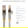 StarTech Cable de Red Ethernet CAT6a de 5 m - Cable Categoría 6a Blindado STP Gris - RJ45 Snagless - 10 Gb/s, 500 MHz, PoE - Ref: 6ASPAT5MGR