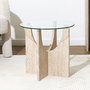 Home Deco Factory Mesa Auxiliar de Centro Terra Nova con Vidrio Templado Pietra, Patas de MDF, Diámetro 45 cm x Altura 43 cm