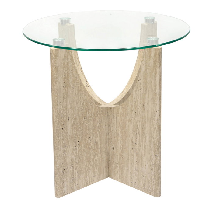 Home Deco Factory Mesa Auxiliar de Centro Terra Nova con Vidrio Templado Pietra, Patas de MDF, Diámetro 45 cm x Altura 43 cm Home Deco Factory Mesa Auxiliar de Centro Terra Nova con Vidrio Templado Pietra, Patas de MDF, Diámetro 45 cm x Altura 43 cm