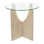 Home Deco Factory Mesa Auxiliar de Centro Terra Nova con Vidrio Templado Pietra, Patas de MDF, Diámetro 45 cm x Altura 43 cm