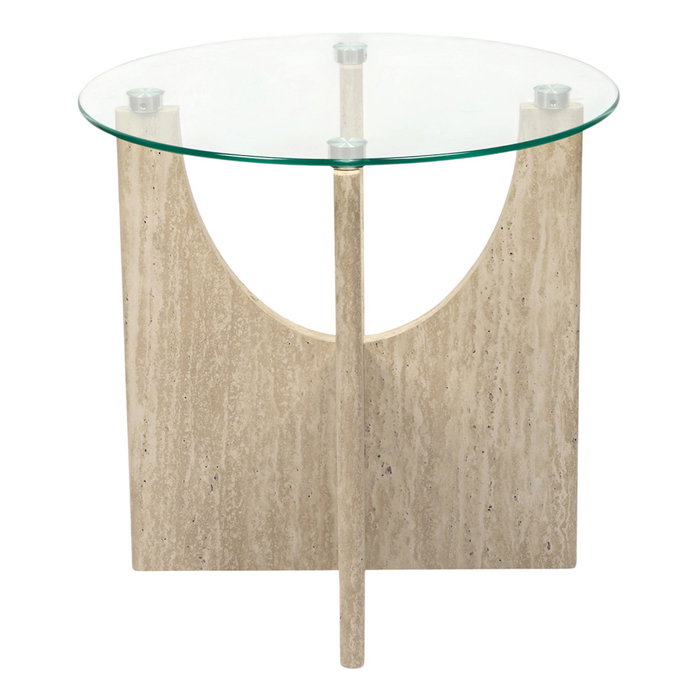 Home Deco Factory Mesa Auxiliar de Centro Terra Nova con Vidrio Templado Pietra, Patas de MDF, Diámetro 45 cm x Altura 43 cm Home Deco Factory Mesa Auxiliar de Centro Terra Nova con Vidrio Templado Pietra, Patas de MDF, Diámetro 45 cm x Altura 43 cm