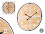 Giftdecor Reloj de Pared Redondo en Madera MDF y Metal, Color Marrón y Negro, 60 cm Alto x 60 cm Ancho x 5 cm Profundidad (Set de 4)
