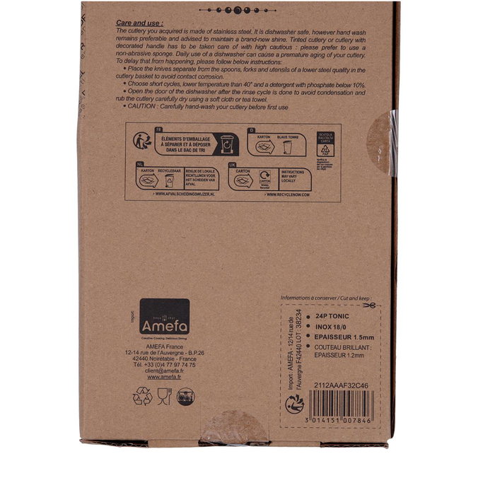 24 Cubiertos Inox y Mango Abs Tonic Pradel 1,5 mm