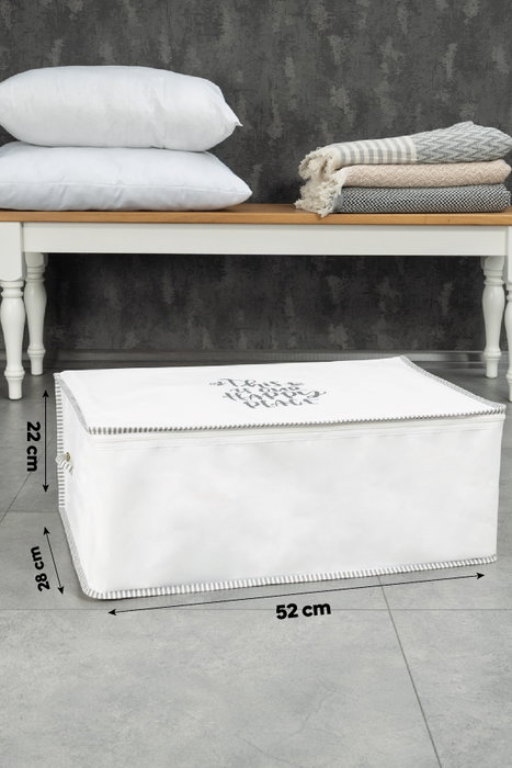 Aberto Design ALS-04188 Cesta de Fieltro Polipropileno Blanco 52x28x22 cm
