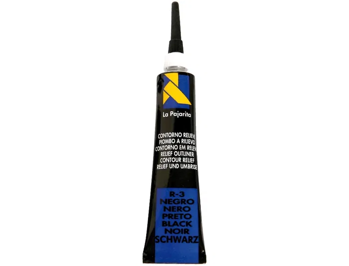 La Pajarita Contorno Relieve R-3 Negro Tubo 20 ml Pintura Manualidades
