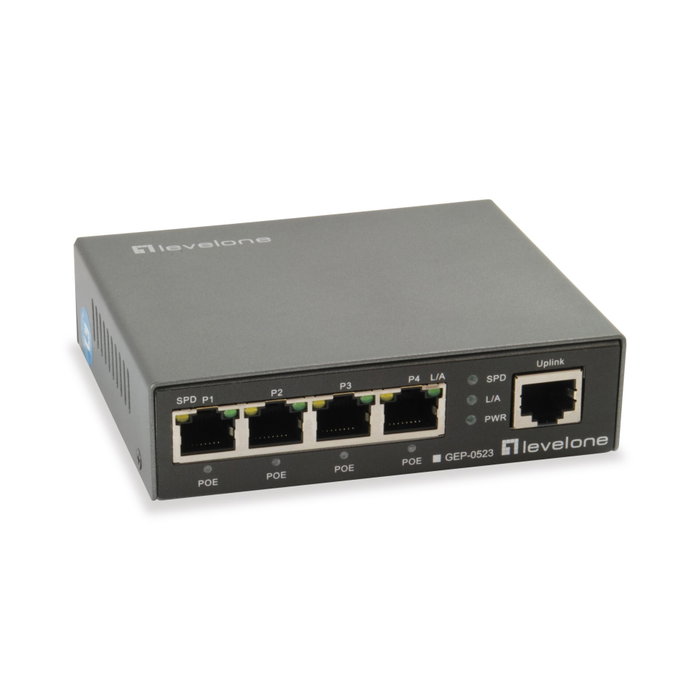 LevelOne GEP-0523 Switch Gigabit Ethernet de 5 puertos con 4 puertos PoE+ LevelOne GEP-0523 Switch Gigabit Ethernet de 5 puertos con 4 puertos PoE+