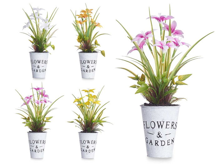 IBERGARDEN Planta Flor Abierta Pequeña Bote Metal 15x36x15 cm (Set de 12) IBERGARDEN Planta Flor Abierta Pequeña Bote Metal 15x36x15 cm (Set de 12)