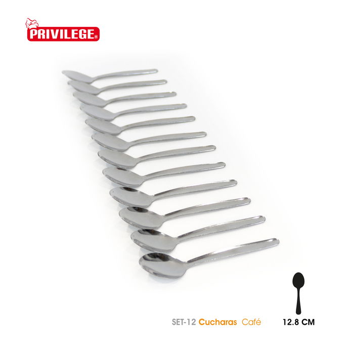 Privilege Set 12 Cucharas de Café Privilege Acero Inoxidable 17,5 cm x 8,5 cm x 2 cm (24 Unidades)