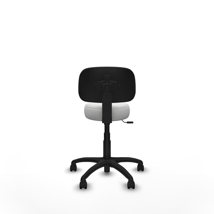 Silla de oficina Llanos con mecanismo Contacto lama tapizada con Tela color Blanco. Equipada con Base poliamida negra, Sin brazos y Ruedas de nailon 50 mm