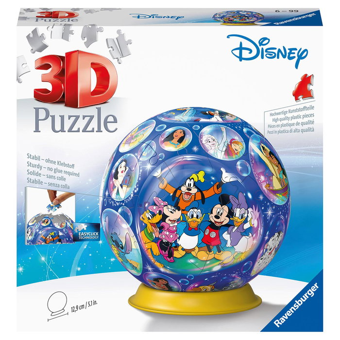 Ravensburger Puzzle Bola 3D Disney Classic 72 Piezas - Personajes Populares - Rompecabezas Esférico para Decoración