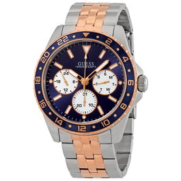 Guess W1107G3 con esfera azul y correa plateada/rosada