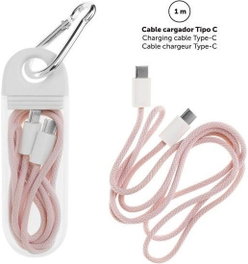 MIQUELRIUS COLECCIONES Cable cargador Tipo C color rosa pastel