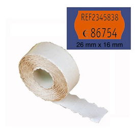 Etiquetas De Precios Pryse Adh.Removible 26X16 Mm Onda Naranja Fluor Rollo 1.000 Uds. (Set de 50)
