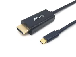 Equip Adaptador USB-C a HDMI 4K 30Hz 133412, Longitud Cable 2 m, Resolución 3840x2160, Hasta 240Hz, Macho a Macho, Conectores Chapados Oro, Negro