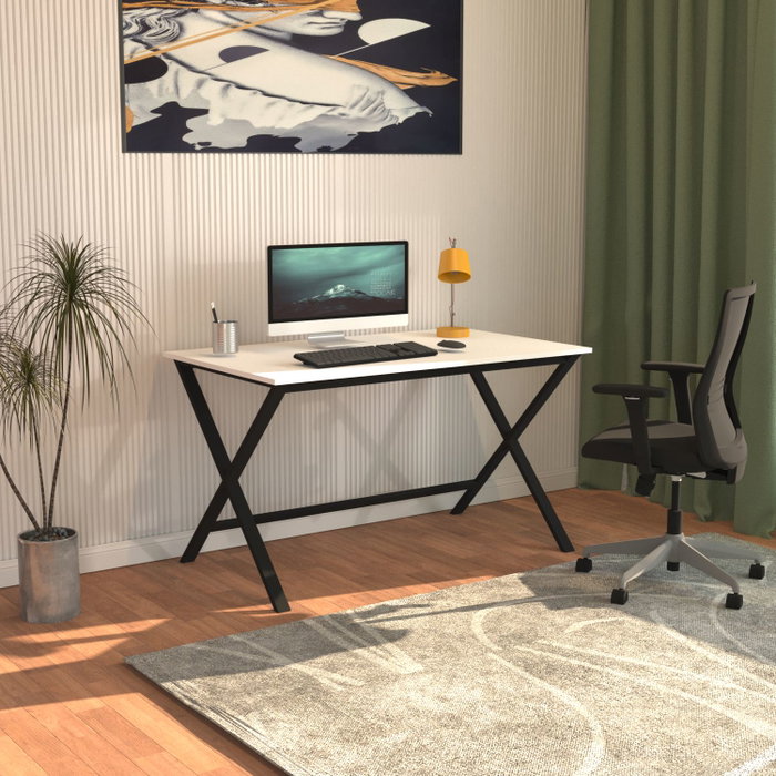 Hanah Home Escritorio de Estudio Elite Negro y Blanco 120x70x77 cm Hanah Home Escritorio de Estudio Elite Negro y Blanco 120x70x77 cm