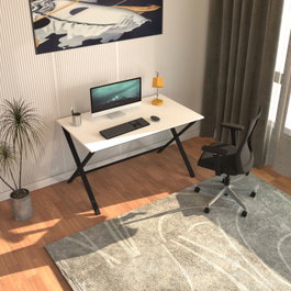 Hanah Home Escritorio de Estudio Elite Negro y Blanco 120x70x77 cm