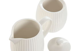 DKD Home Decor Azucarero Urban Porcelana Blanco 7.6 x 9 x 12 cm Set de 2 Piezas Carve Loving 24