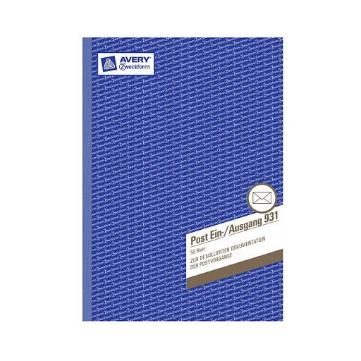 AVERY Zweckform Libro de registro de entrada y salida de correo Formularbuch 931 AVERY Zweckform Libro de registro de entrada y salida de correo Formularbuch 931