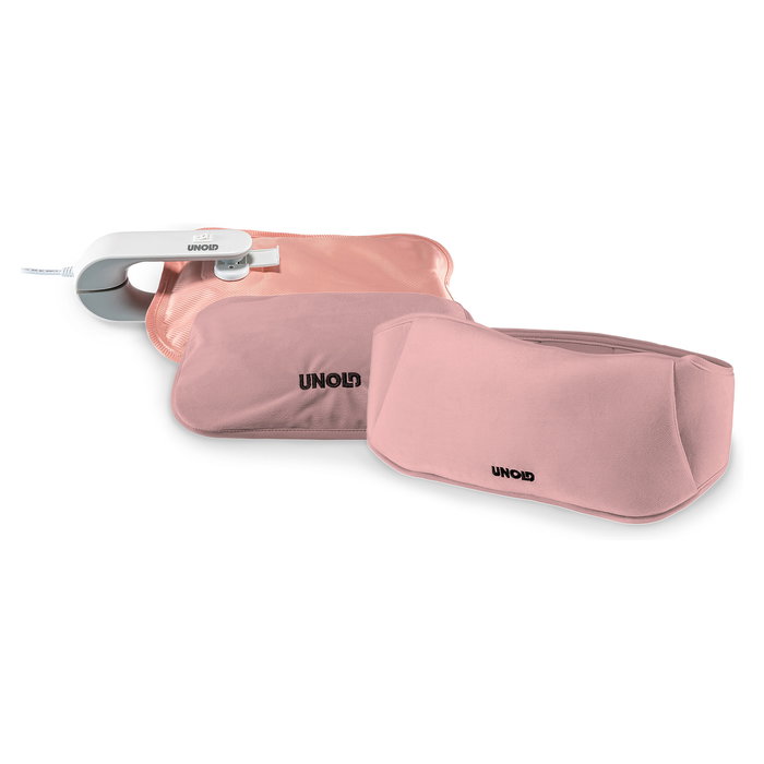 UNOLD 86014 Bolsa de Agua Caliente Eléctrica Rosa, 380W, Calentamiento Rápido 10 Min, Control de Temperatura y Apagado Automático