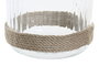 DKD Home Decor Portavelas Básico Natural Transparente Cristal y Cuerda 19 x 18 x 19 cm (6 Unidades)
