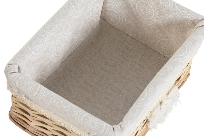 DKD Home Decor Set de 5 Cestas para la Ropa de Mimbre y Poliéster Natural DKD Home Decor Set de 5 Cestas para la Ropa de Mimbre y Poliéster Natural