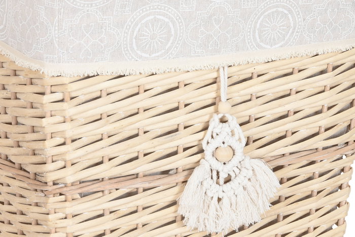 DKD Home Decor Set de 5 Cestas para la Ropa de Mimbre y Poliéster Natural DKD Home Decor Set de 5 Cestas para la Ropa de Mimbre y Poliéster Natural