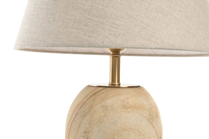 DKD Home Decor Lámpara de Sobremesa de Latón y Madera Natural