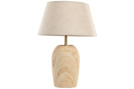 DKD Home Decor Lámpara de Sobremesa de Latón y Madera Natural