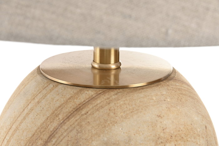 DKD Home Decor Lámpara de Sobremesa de Latón y Madera Natural