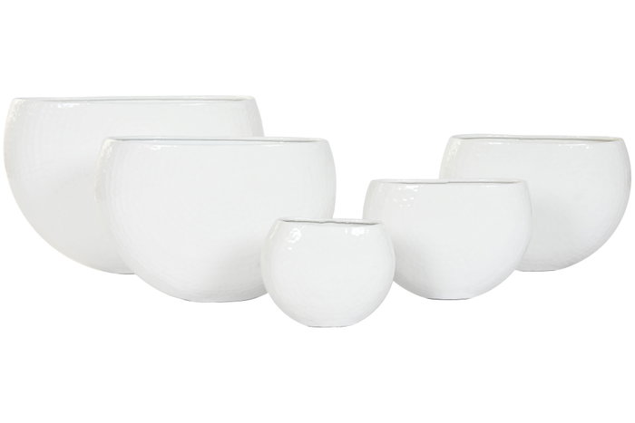 DKD Home Decor Set de 5 Maceteros de Aluminio Blanco