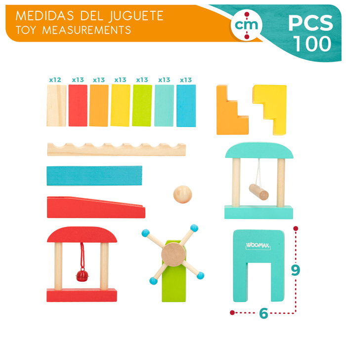 WOOMAX Juego dominó de madera de 100 piezas WOOMAX Juego dominó de madera de 100 piezas