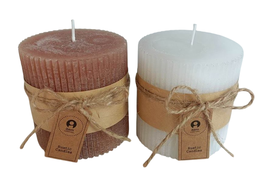 DKD Home Decor Vela Navidad Alpina Blanco Marron 7 x 7 x 7 cm (12 Unidades)
