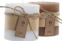 DKD Home Decor Vela Navidad Alpina Blanco Marron 7 x 7 x 7 cm (12 Unidades)