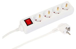 MicroConnect Regleta de Corriente Schuko 4 Tomas con Interruptor, 1.5M, Blanca