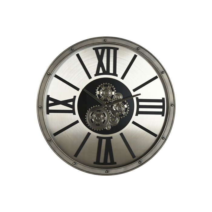 DKD Home Decor Reloj de Pared de Metal y Cristal Champán 80x80 cm