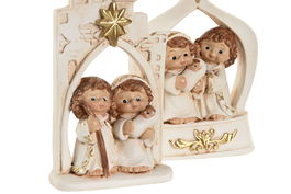 DKD Home Decor Nacimiento Navidad Tradicional Blanco Dorado Resina 6 Unidades 3 x 9.4 x 7 cm
