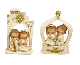 DKD Home Decor Nacimiento de Resina Surtido de 2 Unidades, Blanco y Dorado