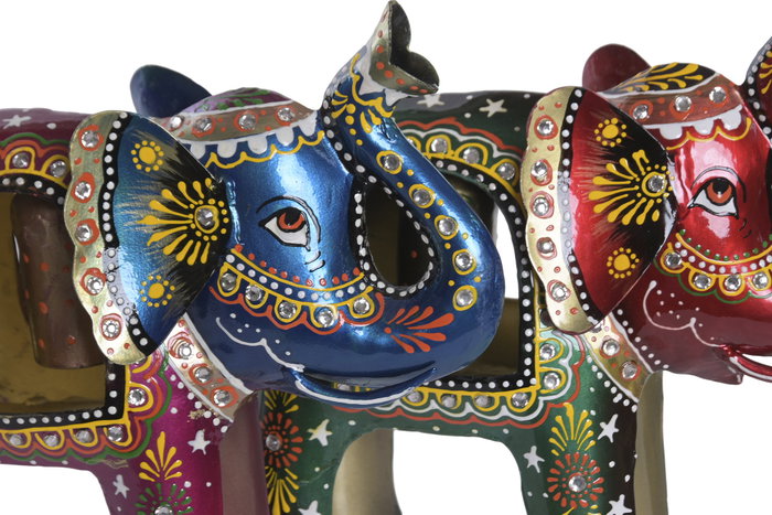 DKD Home Decor Figura de Elefante con Campana en Hierro, Surtido de 2 Unidades